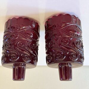 Home Interiors Red Eye Winker Pattern Cup Votive Candle Holders Set Homco Syroco